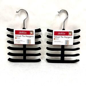 SUNBEAM Velvet Tie Hangers - Set of 6 - Black